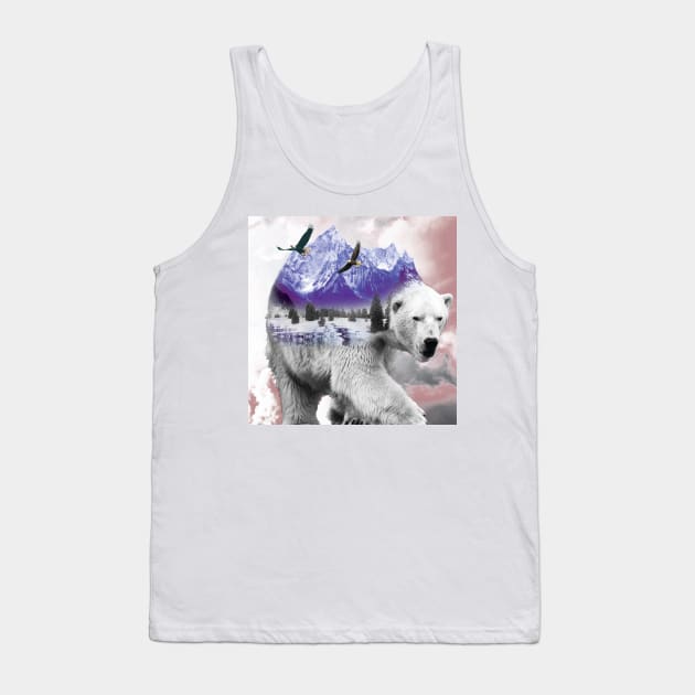 Polar Bear Arctic Mountains Fantasy Art Tank Top by ArticArtac